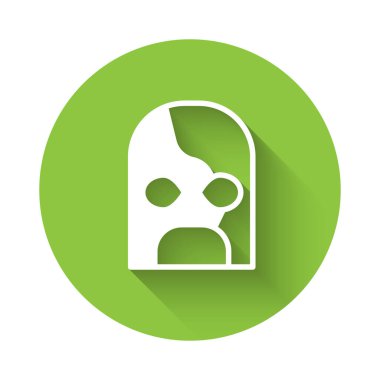 Uzun gölgeli beyaz Meksikalı güreşçi ikonu. Yeşil daire düğmesi. Vektör