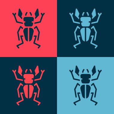 Pop Art Beetle geyiği simgesi renk arkaplanda izole edilmiş. Boynuzlu böcek. Büyük böcek. Vektör