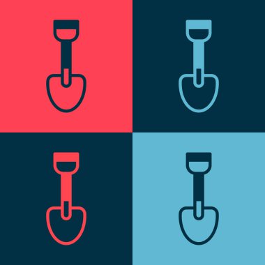 Pop Art Shovel oyuncak ikonu renk arkaplanında izole edilmiş. Vektör
