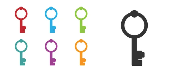 Black Old key icon isoliert auf weißem Hintergrund. Setzen Sie Symbole bunt. Vektor — Stockvektor