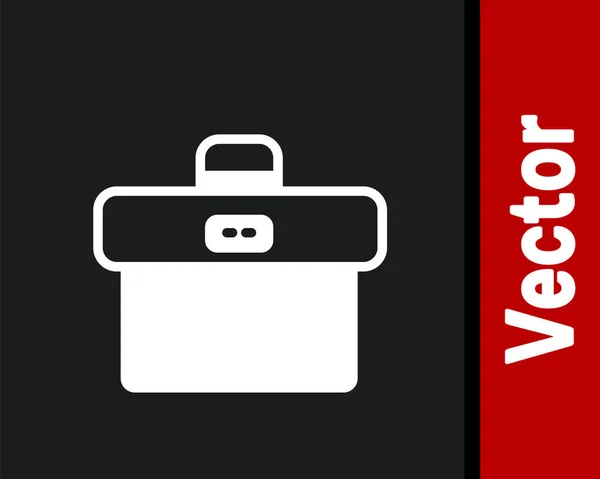 White Briefcase icoon geïsoleerd op zwarte achtergrond. Zakelijk dossier. Zakelijke portefeuille. Vector — Stockvector