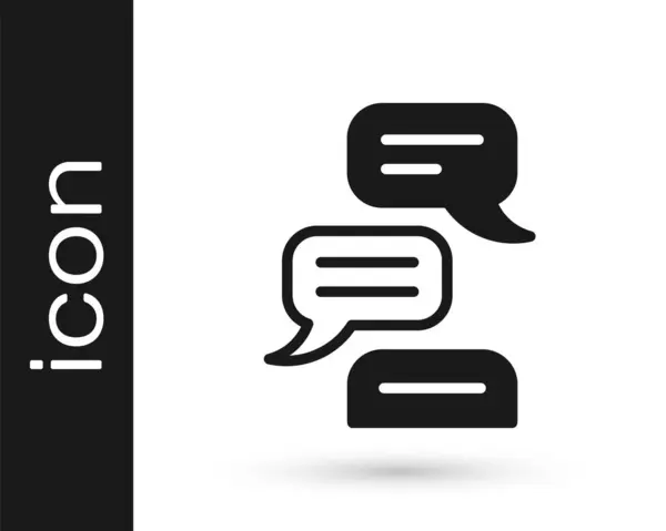 Black Speech ícone de bate-papo bolha isolado no fundo branco. Ícone da mensagem. Comunicação ou comentário símbolo de chat. Vetor —  Vetores de Stock