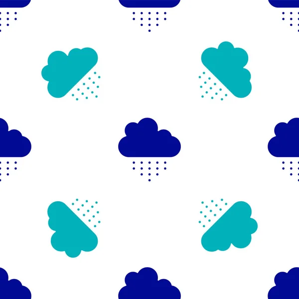 Nuage bleu avec icône de pluie motif isolé sans couture sur fond blanc. Précipitation de nuages de pluie avec gouttes de pluie. Vecteur — Image vectorielle