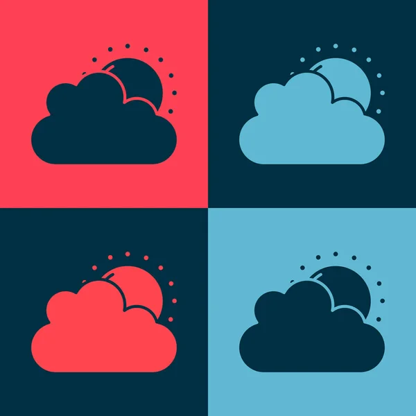 Pop art Icône météo soleil et nuages isolée sur fond de couleur. Vecteur — Image vectorielle