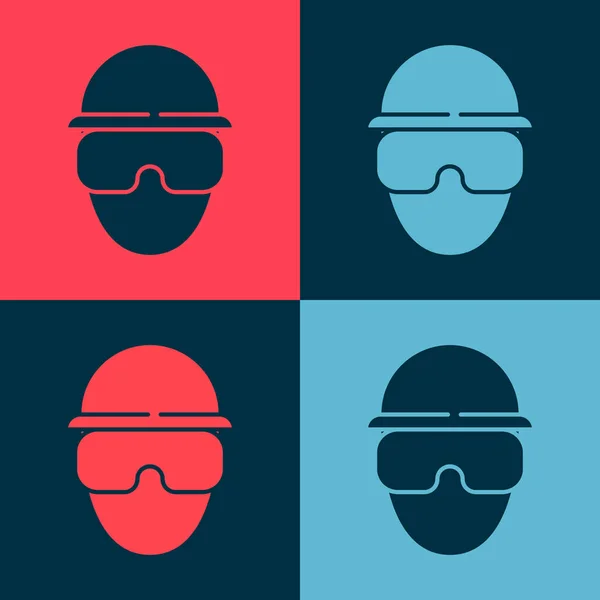 Pop art Special forces soldier icon isolated on color background. Army and police symbol of defense. Vector — Stock Vector