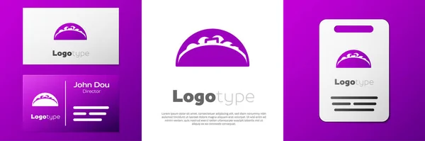Logotype Taco με εικονίδιο τορτίγια που απομονώνεται σε λευκό φόντο. Παραδοσιακό μεξικάνικο μενού φαστ φουντ. Στοιχείο προτύπου σχεδιασμού λογότυπου. Διάνυσμα — Διανυσματικό Αρχείο
