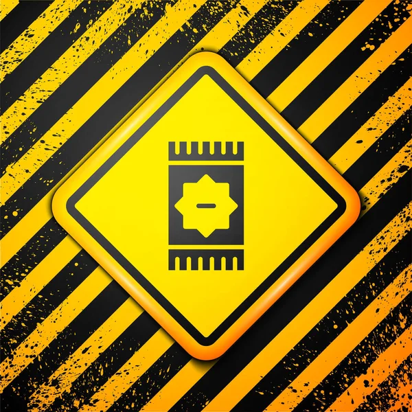 Icono de alfombra negra mexicana aislado sobre fondo amarillo. Señal de advertencia. Vector — Vector de stock