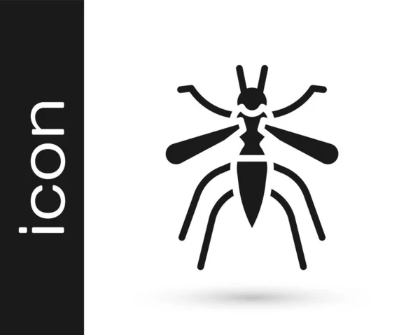 Czarna ikona komara odizolowana na białym tle. Wektor — Wektor stockowy