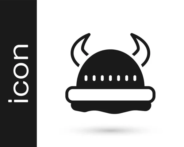 Black Viking in horned helmet icon isolated on white background. Vector — Stock Vector