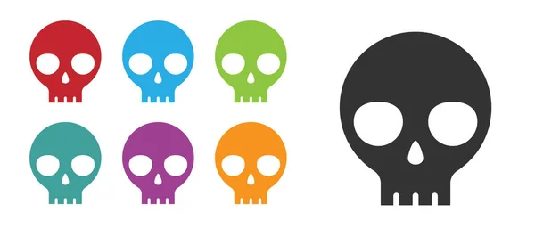 Icono de cráneo humano negro aislado sobre fondo blanco. Establecer iconos de colores. Vector — Vector de stock