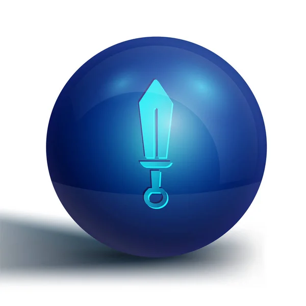 Значок игрушки Blue Sword выделен на белом фоне. Синяя кнопка круга. Вектор — стоковый вектор
