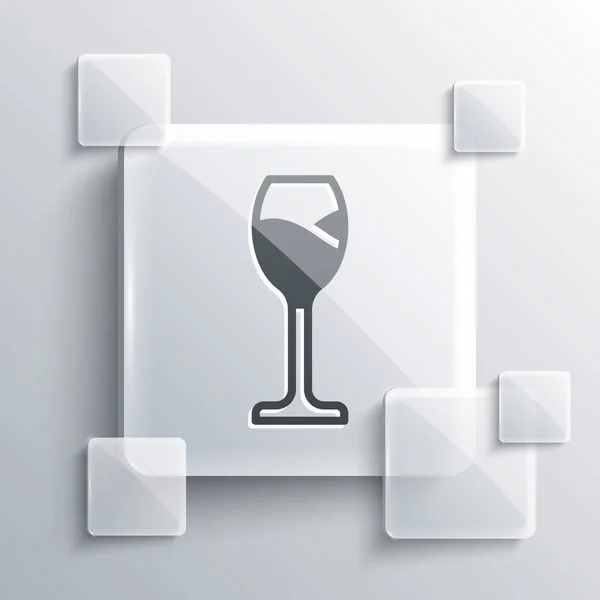 Grey Wine glass icon isolated on grey background. Wineglass icon. Goblet symbol. Glassware sign. Happy Easter. Square glass panels. Vector — Stock Vector