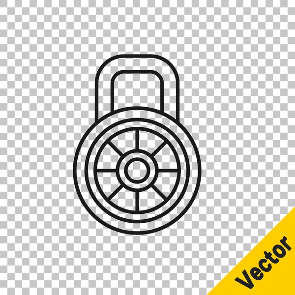 Black line Safe combination lock icon isolated on transparent background. Combination padlock. Security, safety, protection, password, privacy. Vector — Stock Vector