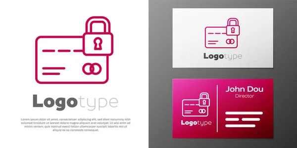 Logotype line Credit card with lock icon isolated on white background. Locked bank card. Security, safety, protection. Concept of a safe payment. Logo design template element. Vector — Stock Vector