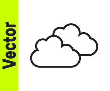 Beyaz arkaplanda siyah çizgi bulutu simgesi izole edildi. Vektör