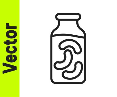 Beyaz arka planda izole edilmiş bir kavanoz ikonunda salatalık turşusu. Vektör