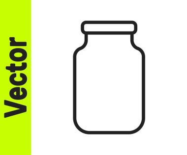 Siyah çizgili cam kavanoz ve beyaz arka planda izole edilmiş vida kapağı simgesi. Vektör