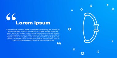 Mavi arka planda beyaz çizgi ortaçağ yay simgesi izole edildi. Ortaçağ silahı. Vektör