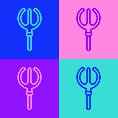 Pop sanat eseri Neptune Trident simgesi renk arkaplanında izole edildi. Vektör