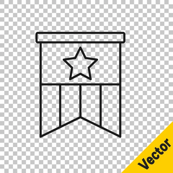 Fekete vonal Amerikai zászló ikon elszigetelt átlátszó háttérrel. Amerikai zászló. Amerikai Egyesült Államok. Vektor — Stock Vector