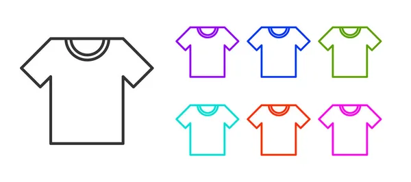 Camiseta negra aislada sobre fondo blanco. Establecer iconos de colores. Vector — Vector de stock