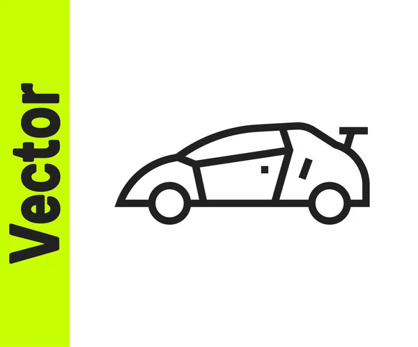 Zwarte lijn Sport raceauto pictogram geïsoleerd op witte achtergrond. Vector — Stockvector