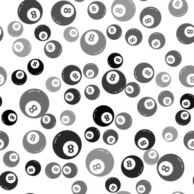 Siyah bilardo bilardo topu ikonu beyaz arka planda izole edilmiş pürüzsüz desen. Vektör İllüstrasyonu.