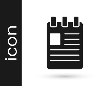 Gri Not Defteri simgesi beyaz arkaplanda izole edildi. Spiral not defteri simgesi. Okul defteri. Yazı tahtası. Okul günlüğü. Vektör İllüstrasyonu.