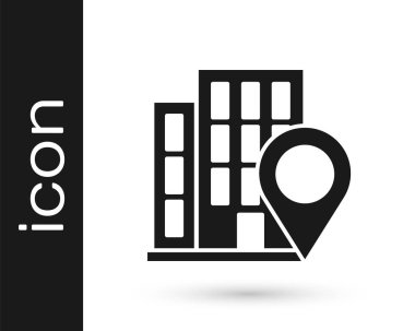 Beyaz arkaplanda ev simgesi olan gri harita işaretçisi. Ev konumu belirleyici sembol. Vektör İllüstrasyonu.