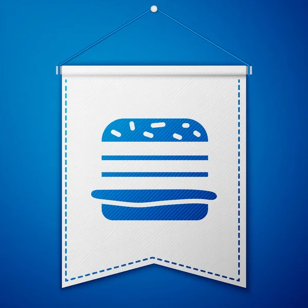 Синий Значок Синем Фоне Икона Гамбургера Знак Сэндвича Чизбургером Меню — стоковый вектор