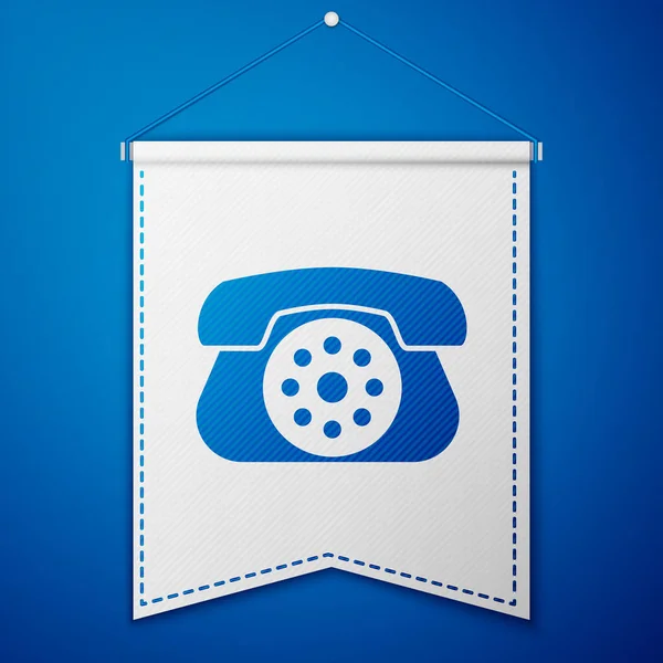 Icône Téléphone Bleu Isolé Sur Fond Bleu Téléphone Fixe Modèle — Image vectorielle