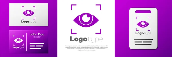 Logotype Icône Scan Oculaire Isolée Sur Fond Blanc Oeil Qui — Image vectorielle