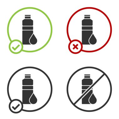 Beyaz arkaplanda siyah fitness sallama simgesi izole edildi. Su ve protein kokteylleri için kapaklı spor karıştırıcı şişesi. Çember düğmesi. Vektör.