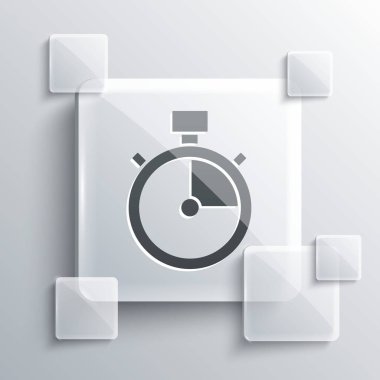 Gri renkli Kronometre simgesi gri arkaplanda izole edildi. Zaman göstergesi. Kronometre işareti. Kare cam paneller. Vektör.