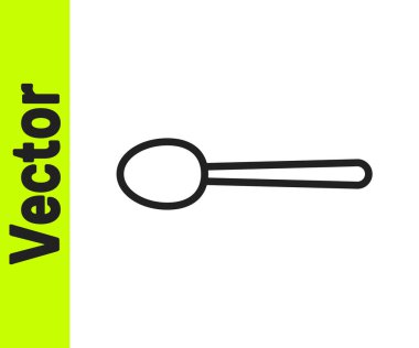 Siyah çizgi kaşık simgesi beyaz arkaplanda izole edildi. Mutfak aletleri. Çatal bıçak seti. Vektör İllüstrasyonu.