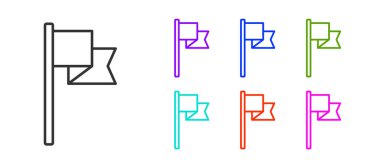 Beyaz arkaplanda siyah çizgi simgesi izole edildi. Yer belirleyici sembol. Simgeleri renklendirin. Vektör.