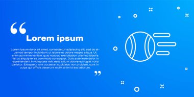 Beyaz çizgi tenis topu ikonu mavi arkaplanda izole edildi. Spor malzemeleri. Vektör.