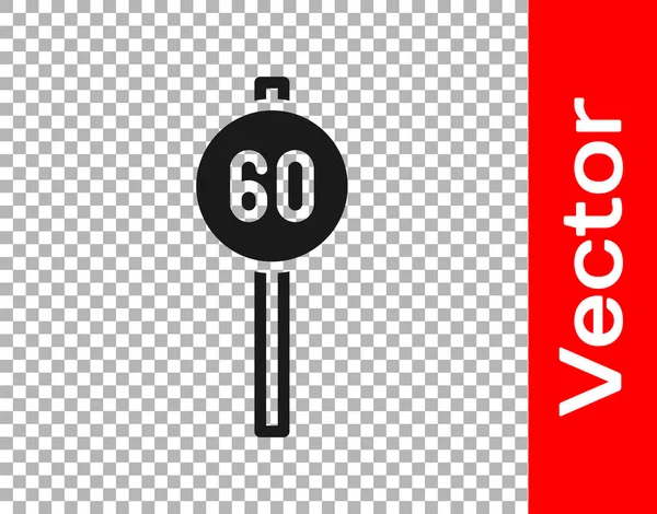 Black Speed Limit Traffic Sign Icon Isolated Transparent Background Vector — Stock Vector