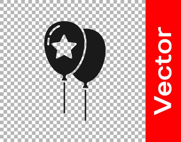 Globos Negros Con Icono Cinta Aislado Sobre Fondo Transparente Feliz — Vector de stock