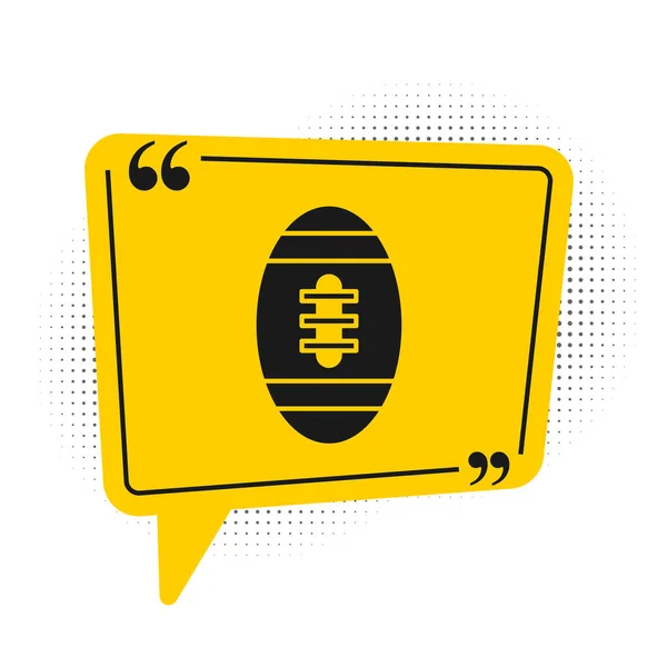 美国黑人足球图标孤立在白色背景 橄榄球的图标 团队运动游戏的象征 黄色的语音泡沫符号 — 图库矢量图片