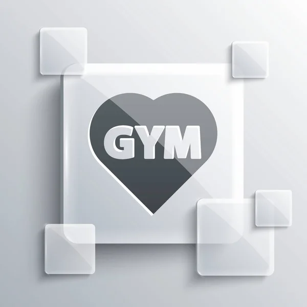 Grey Fitness Γυμναστήριο Καρδιά Εικονίδιο Απομονώνονται Γκρι Φόντο Λατρεύω Φυσική — Διανυσματικό Αρχείο