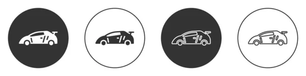 Μαύρο Αγωνιστικό Αυτοκίνητο Sport Εικονίδιο Απομονώνονται Λευκό Φόντο Κουμπί Διάνυσμα — Διανυσματικό Αρχείο