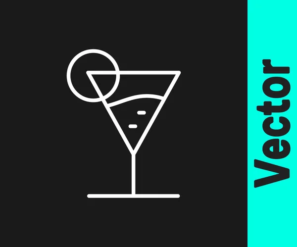 Weißes Martini Glassymbol Isoliert Auf Schwarzem Hintergrund Cocktail Symbol Weinglas — Stockvektor