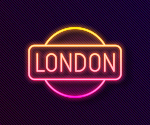 Świecąca Neon Linia Londyn Znak Ikona Izolowana Czarnym Tle Wektor — Wektor stockowy