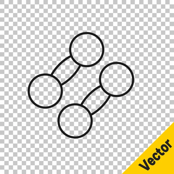Черная Линия Dumbbell Значок Изолирован Прозрачном Фоне Икона Поднятия Мышц — стоковый вектор