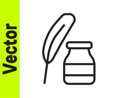 Siyah çizgi tüyü ve mürekkep ikonu beyaz arkaplanda izole edilmiş. Vektör.