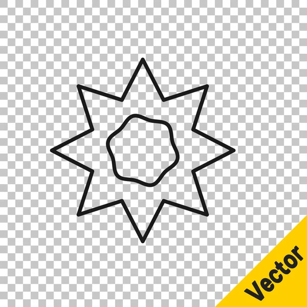 Schwarze Linie Sonnensymbol Isoliert Auf Transparentem Hintergrund Sommer Symbol Schöner — Stockvektor