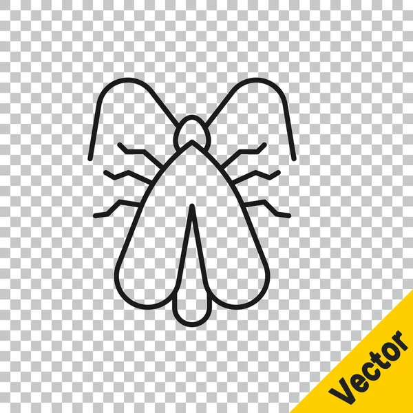 Línea Negra Icono Polilla Ropa Aislada Sobre Fondo Transparente Vector — Vector de stock