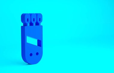 Mavi arka planda izole edilmiş ok ikonlu Blue Quiver. Minimalizm kavramı. 3d illüstrasyon 3B canlandırma.