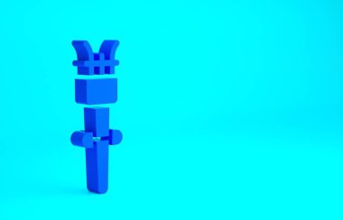 Mavi El Feneri alev ikonu mavi arkaplanda izole edildi. Sembol ateşi sıcak, alev gücü, alev ve ısı. Minimalizm kavramı. 3d illüstrasyon 3B canlandırma.